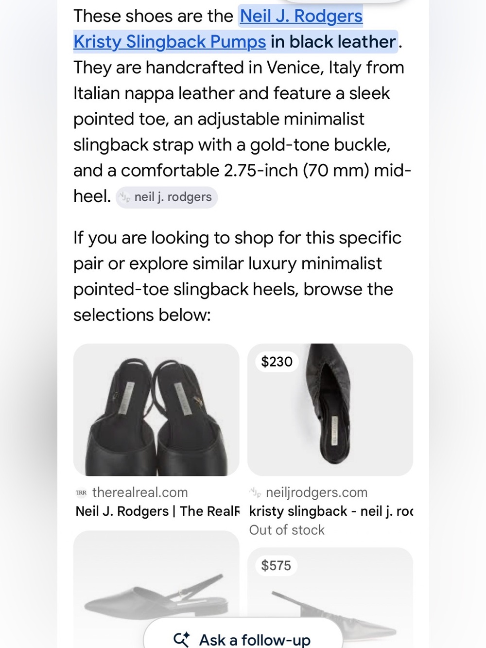 Neil J. Rodgers Black Pointed-Toe Slingback Kitten Heels - Picture 4 of 10